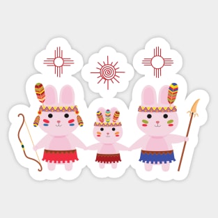 Tribal bunny family Sticker